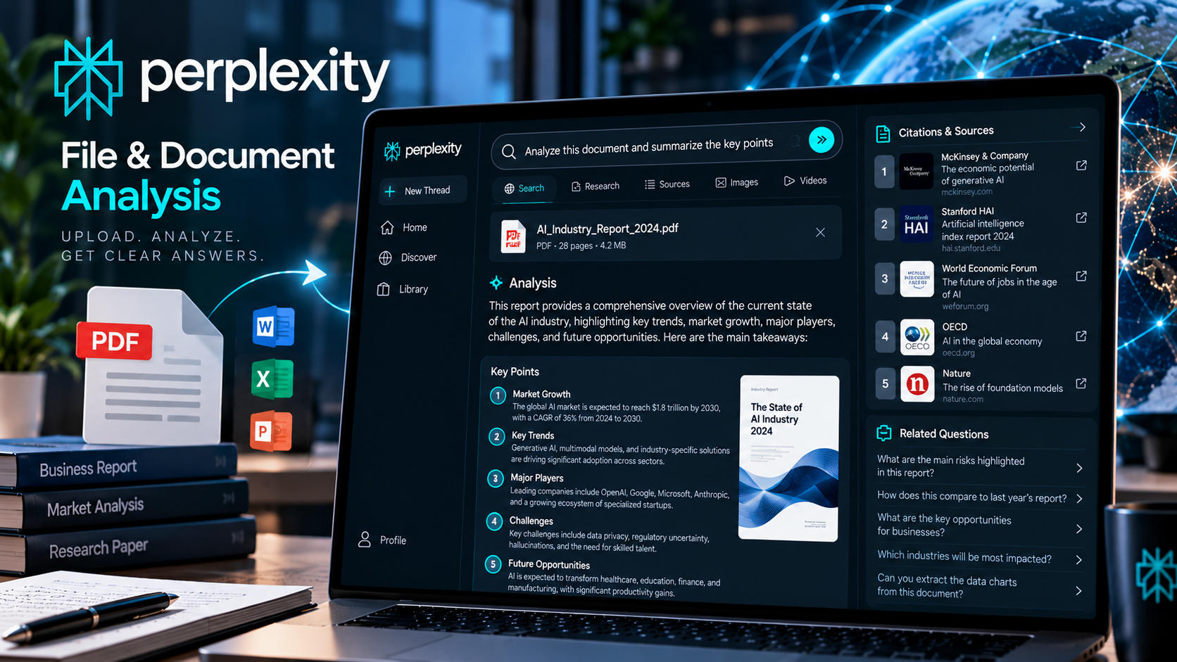 Perplexity analyzing an uploaded PDF or document