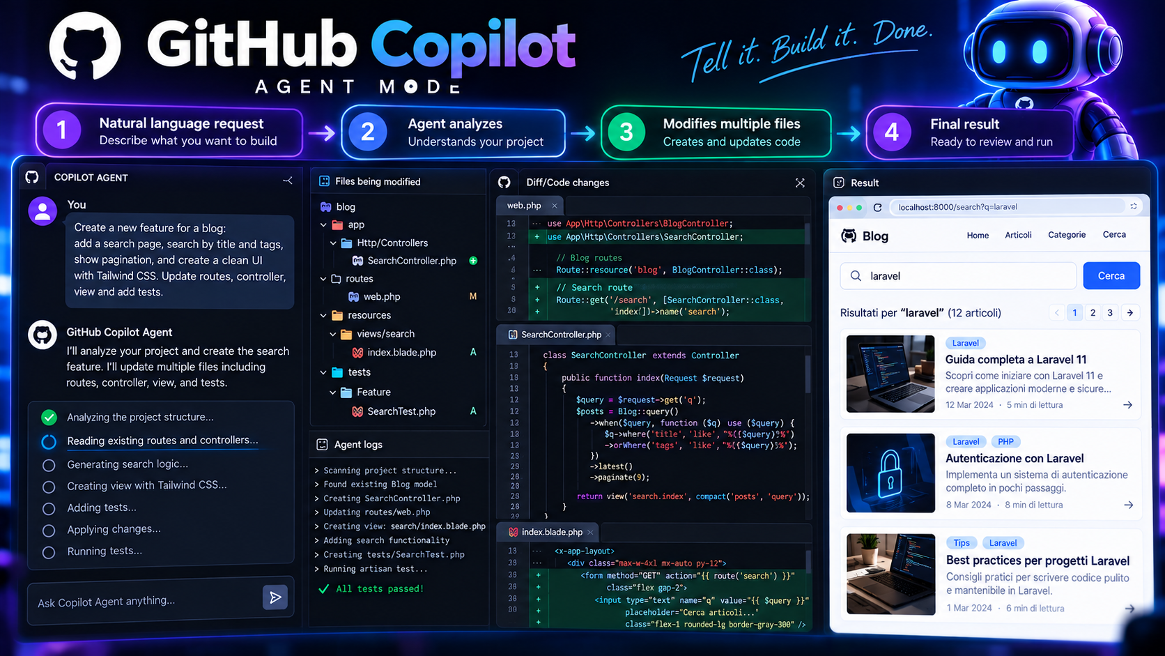 GitHub Copilot Agent mode working across multiple code files