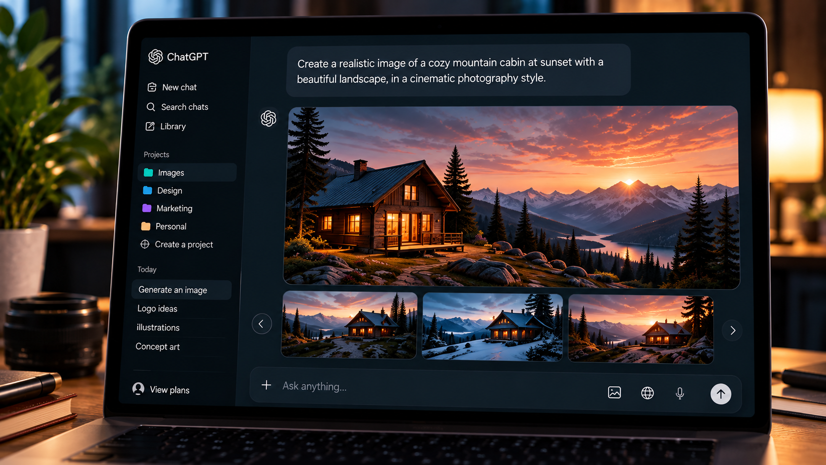 ChatGPT AI image generation from a text prompt