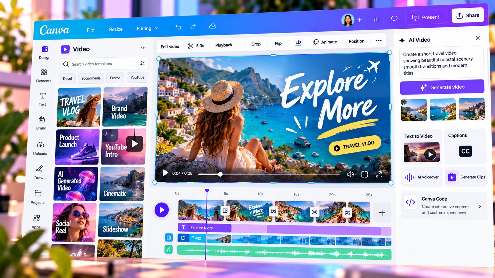 Canva video editor with AI tools and interactive content