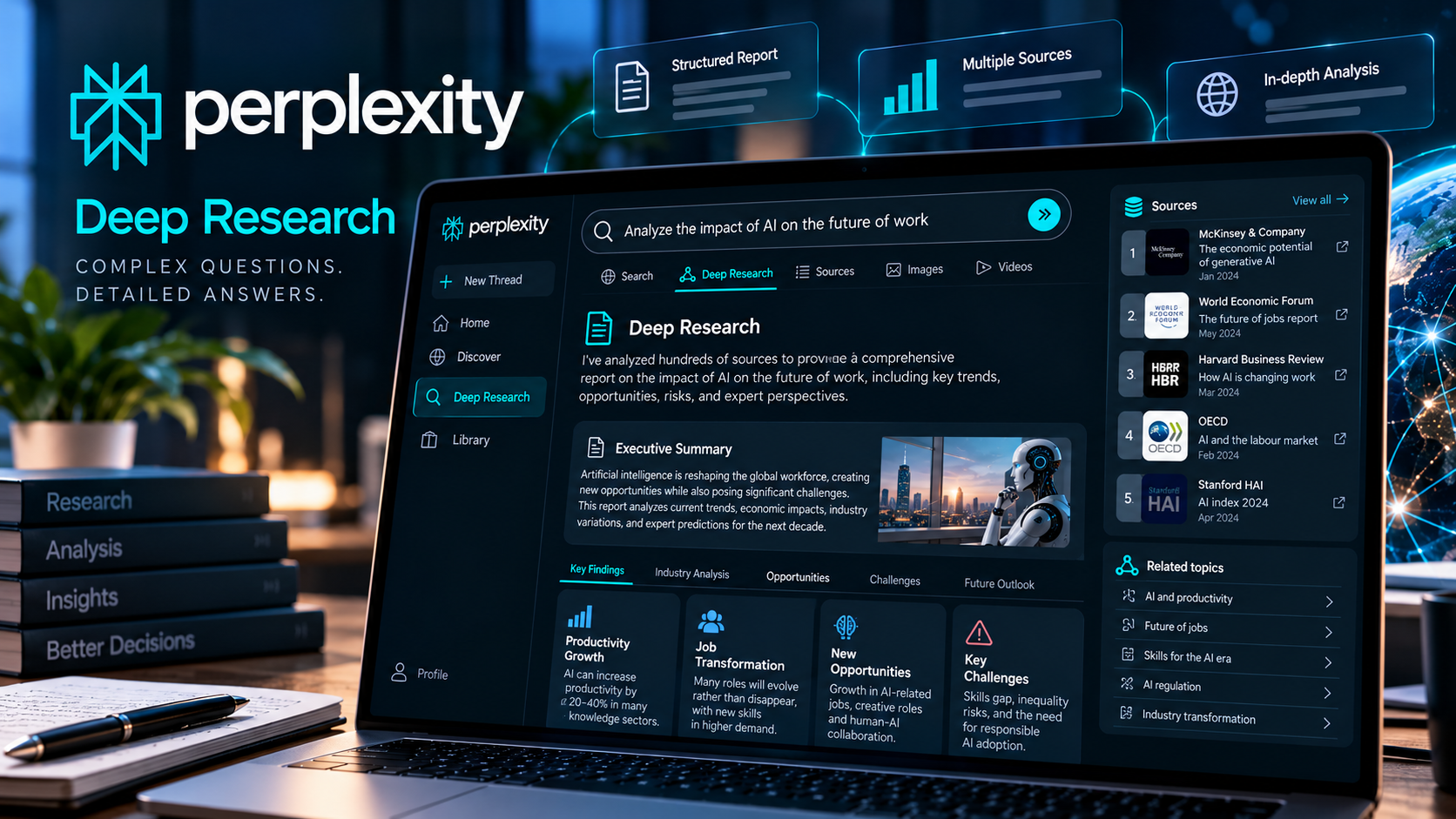 Perplexity Deep Research report with multiple web sources
