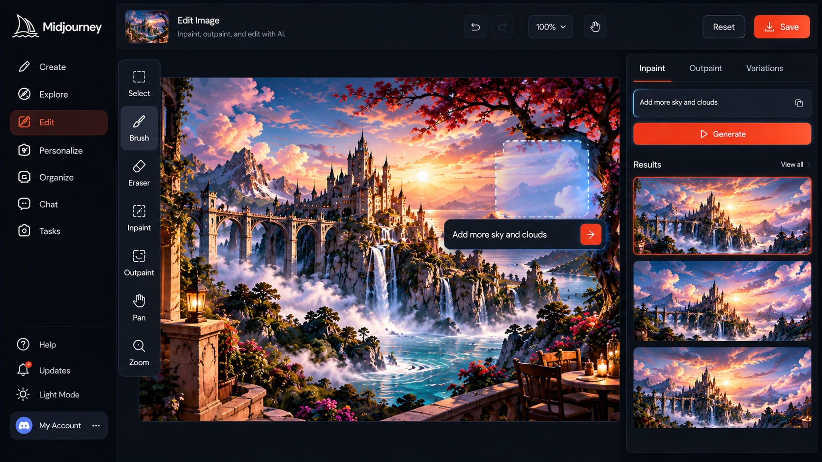Midjourney Editor with AI image editing and inpainting tools