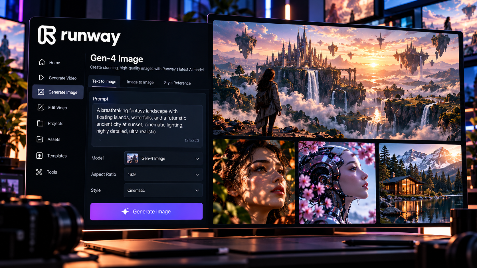 Runway Gen-4 AI image generation from a text prompt